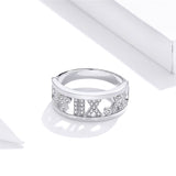 925 Sterling Silver Gift With Bow Finger Rings For Women Roman Numeral Ring Rings Band Silver Fine Jewelry