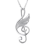 musical note angle wings necklace