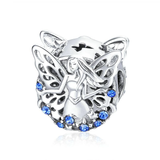 Silver Widom Elf Flower Fairy Blue CZ Beads Charm