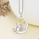 Yellow Stars Cat Animal Necklace Jewelry Double Lovely Cat Necklace
