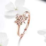 S925 Sterling Silver Maple Leaf Ring Rose Gold Plated Ring