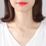 S925 Sterling Silver horizontal bar and Lock cross rose gold  Pendant  Necklace Jewelry  For Women
