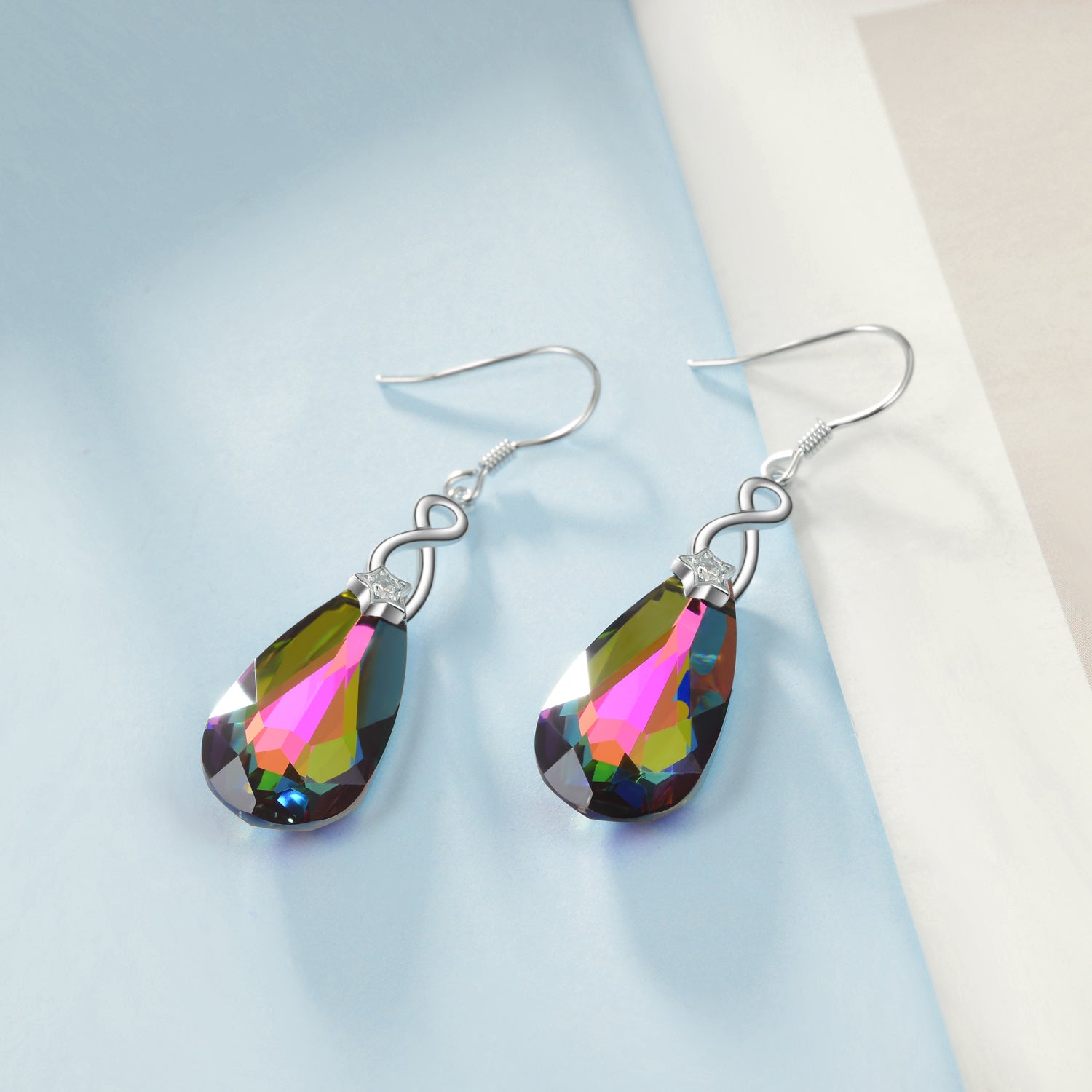 Dangle Earrings Colorful Sparkling Gemstone Pendant Earrings