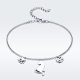 S925 Sterling Silver Oxide Cat Bracelet For Women