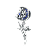 925 Sterling Silver Flying Cat Catch The Moon Charm For Bracelet  Fashion Jewelry For Gift