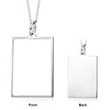 925 Sterling Silver Personalized Square Color Photo Picture Adjustable 16”-20”