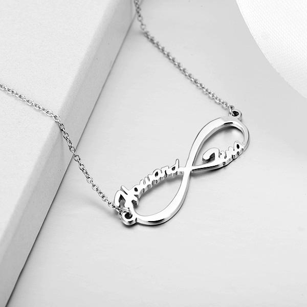 Infinite Love - 925 Sterling silver/Copper Personalized Gold Name Necklace Adjustable 16”+2”-White Gold/Yellow Gold/Rose Gold