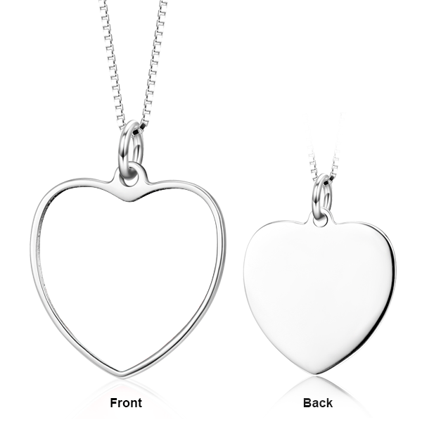 925 Sterling Silver Personalized Color Photo Picture Heart Necklace Adjustable 16”-20”