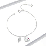 925 Sterling Silver Beautiful Letter Link Chain Bracelet with little Charm Fashion Jewelry For Gift