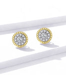 925 Sterling Silver Noble Design Round Stud Earrings Precious Jewelry For Women