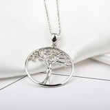 925 sterling silver the godness of tree pendant round shape with CZ  chain Necklace for women Fashion  jewelry gift