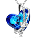 Flower Necklace Bow knot Zirconia Heart Shape Gemstone Necklace