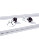 925 Sterling Silver Natural Stone Garnet Beads Fruit and Flower Dangle Earrings for Women Anti-allergy Jewelry