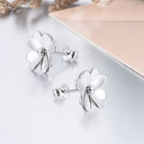Four Leaf Clover Earrings Faith, Hope, Lucky, Rich Silver Earrings