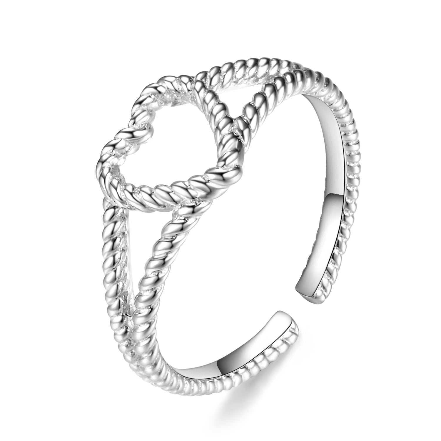 White Gold Plated Heart Shape Forever Love Silver Ring