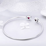 S925 sterling silver zirconia heart bracelet bangle