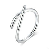 925 Sterling Silver Minimalist Simple Open Adjustable Finger Rings for Girlfriend Fashion Jewelry