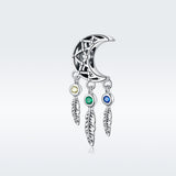 S925 Sterling Silver Oxidized Zirconia Dream catcher Charms For Women