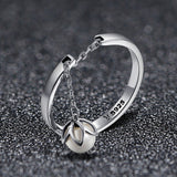 S925 sterling silver flower tear ring oxidized shell bead ring