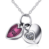 Double Pendant Charms Necklace Heart Shape Zirconia Necklace