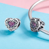 S925 sterling silver Oxidized zirconia Heart shaped European love charms
