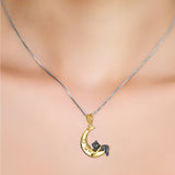 Nature Moon And Cat Pendant Necklace Customed 925 Sterling Silver Jewelry For Gifts