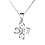 S925 Sterling Silver Ornaments Simple Lucky Grass Mori Hollow Four-Leaf Clover Pendant