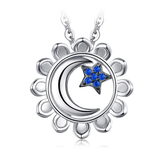 Moon Star Sun Created Blue Spinel Nacklace 