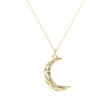 European And American Style Jewelry 925 Sterling Silver Necklace Rippled Moon Section Gold Necklace