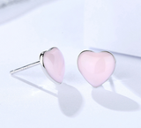 S925 Sterling Silver Earrings Female Korean Sweet Temperament Epoxy Jewelry Heart Stud Earrings Wholesale