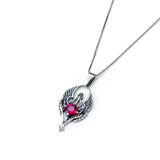 Symbolic Wings Necklace Black Crystal Silver Wholesale 925 Sterling Silver Necklace