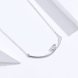 S925 Sterling Silver Happy Smile Pendant Necklace White Gold Plated Necklace