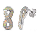 Silver Opal Infinity Stud Earrings