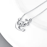 925 Sterling Silver Women Birthday Gift Vintage Pendant Anchor Necklace