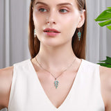Opal Gem Gold Plated Opal Necklace Created Green Opal Pendant Olive Leaf Opal Jewelry for Women