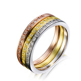 Trendy Custom White Zirconia Charm Rings Set Silver Jewelry