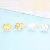 Origami Elephant Stud Earrings Wholesale 925 Sterling Silver Lucky Elephant Jewelry
