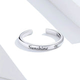 925 Sterling Silver Sunshine Adjustable Finger Rings for Girlfriend Stackable Fashion Jewelry