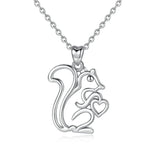 Cute Squirrel Heart shape Necklace Pendant S925 Sterling Silver Animal Pendant Item Jewelry