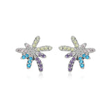 925 Sterling Silver Colorful Flower Stud Earrings Precious Jewelry For Women