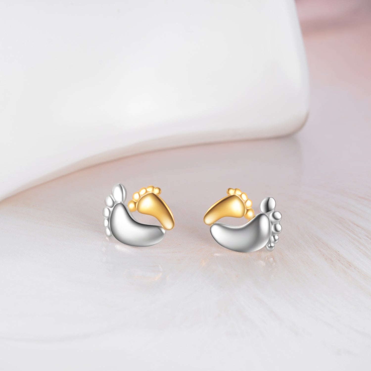 Mother And Baby Feet Shape Earrings Design Real Silver Mom Love Earrings