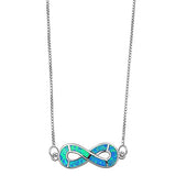 Lab Blue Opal Infinity Pendant Necklace