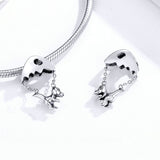 Dinosaur Baby with Chain Dangles Charm for Women 925 Silver Fashion Jewelry Making Original Silver Bracelet