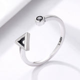 S925 Sterling Silver Oxidized Geometry Music Chapter Cubic Zirconia Ring