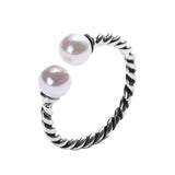 925 Sterling Silver Double Bead Ring Adjustable Ring Female Ring