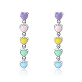 925 Sterling silver Heart  Rainbow Color Stud Earrings