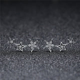 S925 Sterling Silver Five Pointed Star CZ Stud  Earrings For Girls