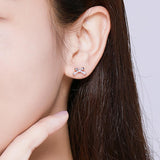 925 Sterling Silver  Ribbon Bow  Stud Earring  for Women
