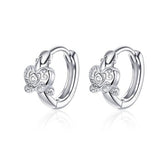 925 Sterling Silver Sparkly Star Small Hoop Earrings for Women