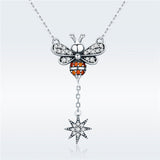 925 Sterling Silver  Fashion Bee Pendant Necklace